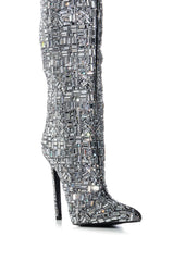 AZALEA WANG LOVERS LANE SILVER EMBELLISHED BOOT