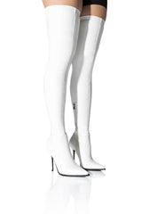 AZALEA WANG MILEY THIGH HIGH STRETCH CHUNKY BOOT IN WHITE