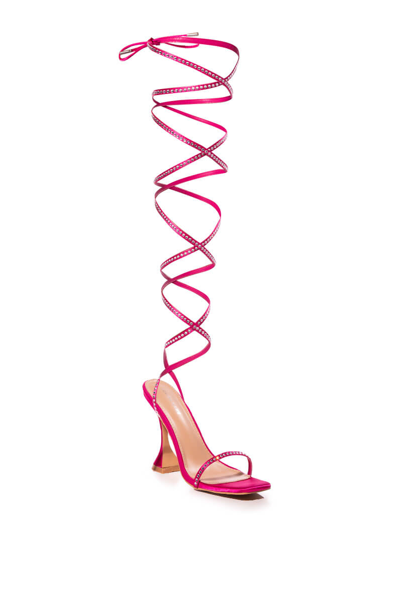 AZALEA WANG SOPHIE LACE UP SANDAL IN PINK