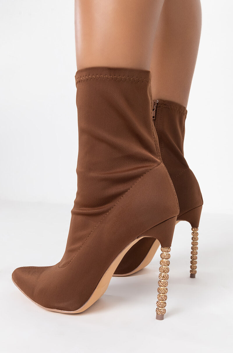 AZALEA WANG ONLY ONE FOR YOU STILETTO BOOTIE IN BROWN