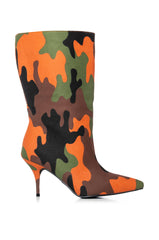 AZALEA WANG ORSON ORANGE CAMO BOOTIE