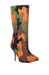 AZALEA WANG ORSON ORANGE CAMO BOOTIE
