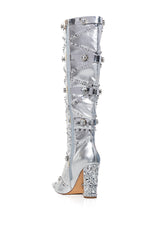 AZALEA WANG SPEED DRIVE SILVER EMBELLISHED BOOT