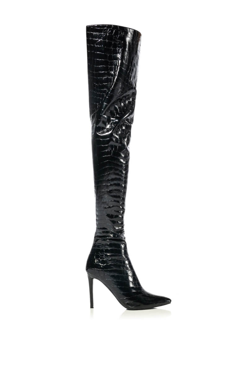 AZALEA WANG THRILLER OVER THE KNEE STILETTO BOOT IN BLACK
