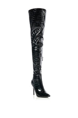AZALEA WANG THRILLER OVER THE KNEE STILETTO BOOT IN BLACK