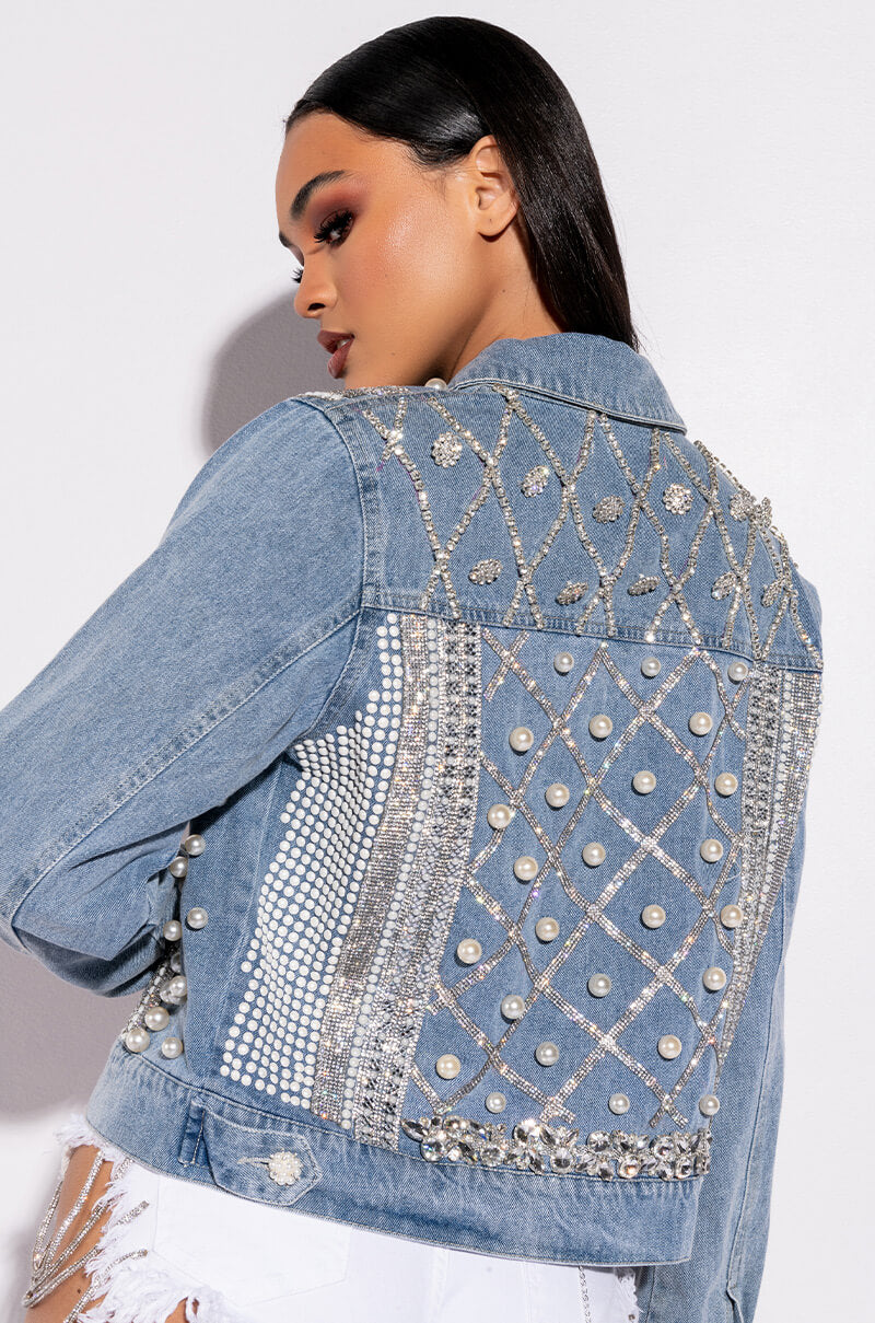 CARLI ULTRA BEDAZZLE RHINESTONE DENIM JACKET