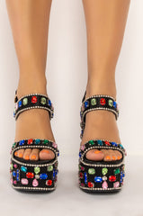 AZALEA WANG WOULDNT CHANGE A THING CHUNKY SANDAL IN BLACK MULTI