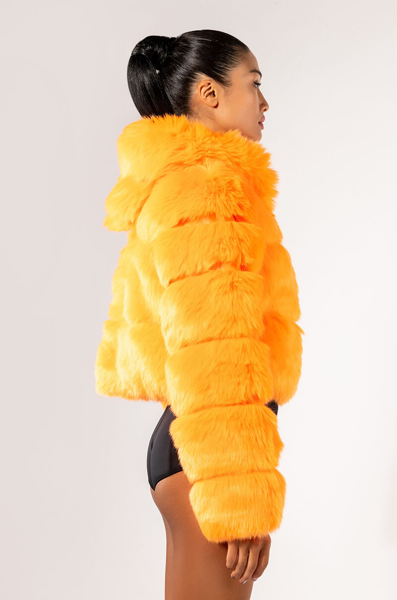 BAPE ORANGE FAUX FUR JACKET