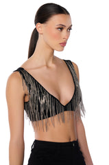BEAUTIFUL LIGHTS CHAIN FRINGE BRA TOP