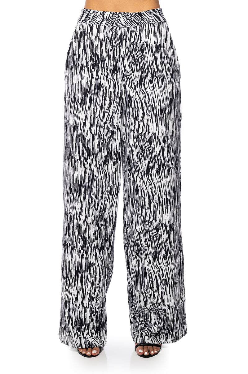 BELIEVER PRINTED WIDE LEG TROUSER