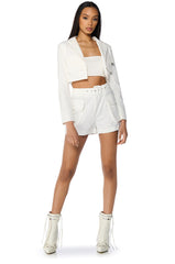 BETTER LUCK CROP BLAZER IN WHITE