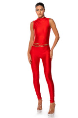 THE CASSIE SLEEVELESS SLINKY JUMPSUIT IN RED
