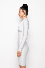 CELESTE LOW V BANDAGE MIDI DRESS