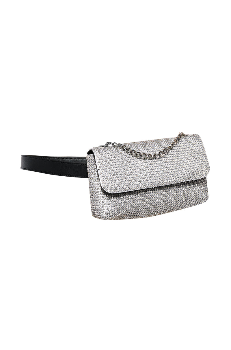 CHECKED OUT RHINESTONE FANNY PACK