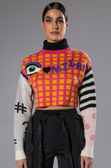 CIAO BELLA GRAPHIC TURTLENECK SWEATER
