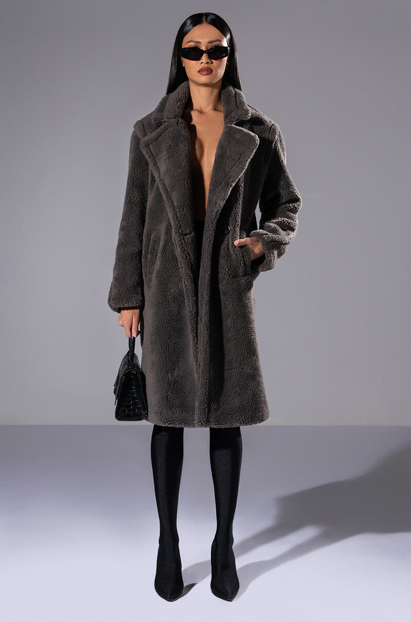 NAOMI LUXE WOOLISH TRENCH IN GREY