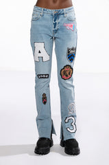 COLLEGIATE OUT OF YOUR LEAGUE HIGH RISE STRAIGHT LEG JEAN