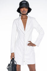 COME ALONG FAUX LEATHER BLAZER DRESS