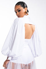LILLIE BLOUSON SLEEVE BUTTON DOWN BLOUSE