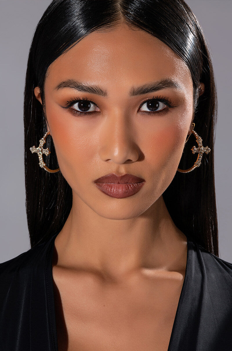 CROSS MY HEART EMBELLISHED HOOPS