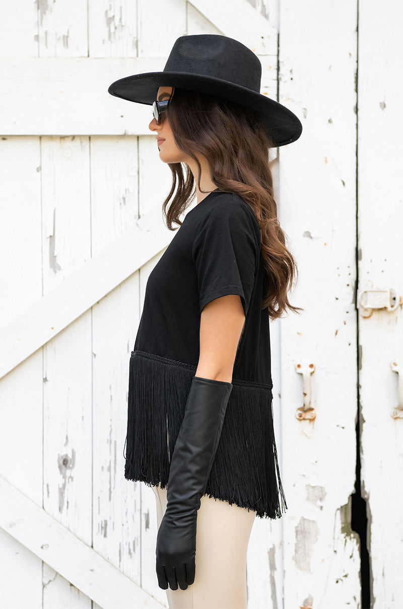 DAYTIME DISCO FRINGE CREW NECK SHORT SLEEVE TSHIRT