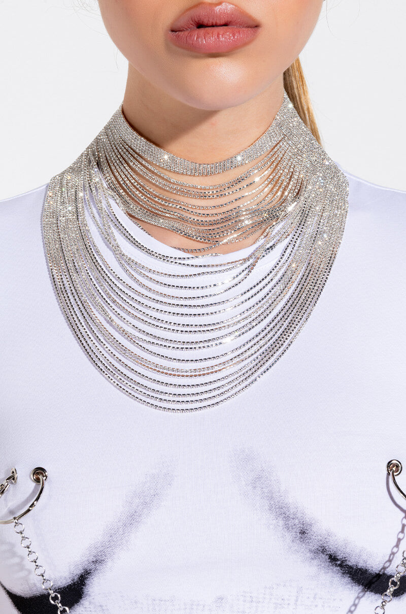 DISCO ALL NIGHT RHINESTONE DRAPE NECKLACE