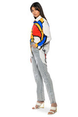 FACE ART STRAIGHT LEG JEANS