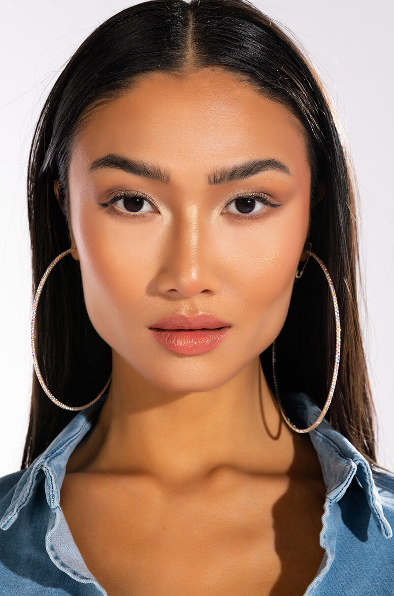 FINE LINE AB 80MM HOOP EARRINGS