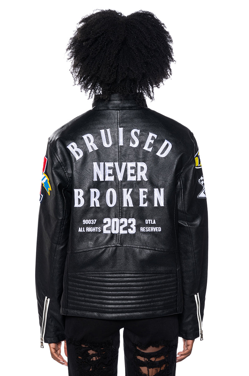 FIRST ROW FITTED LEATHER MOTO JACKET