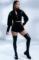 GEMINI PEARL DETAIL FRONT ZIP SCUBA SWEATSHIRT