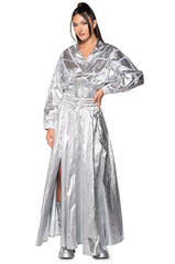 GIVE YOU THE WORLD METALLIC REFLECTIVE BOMBER JACKET