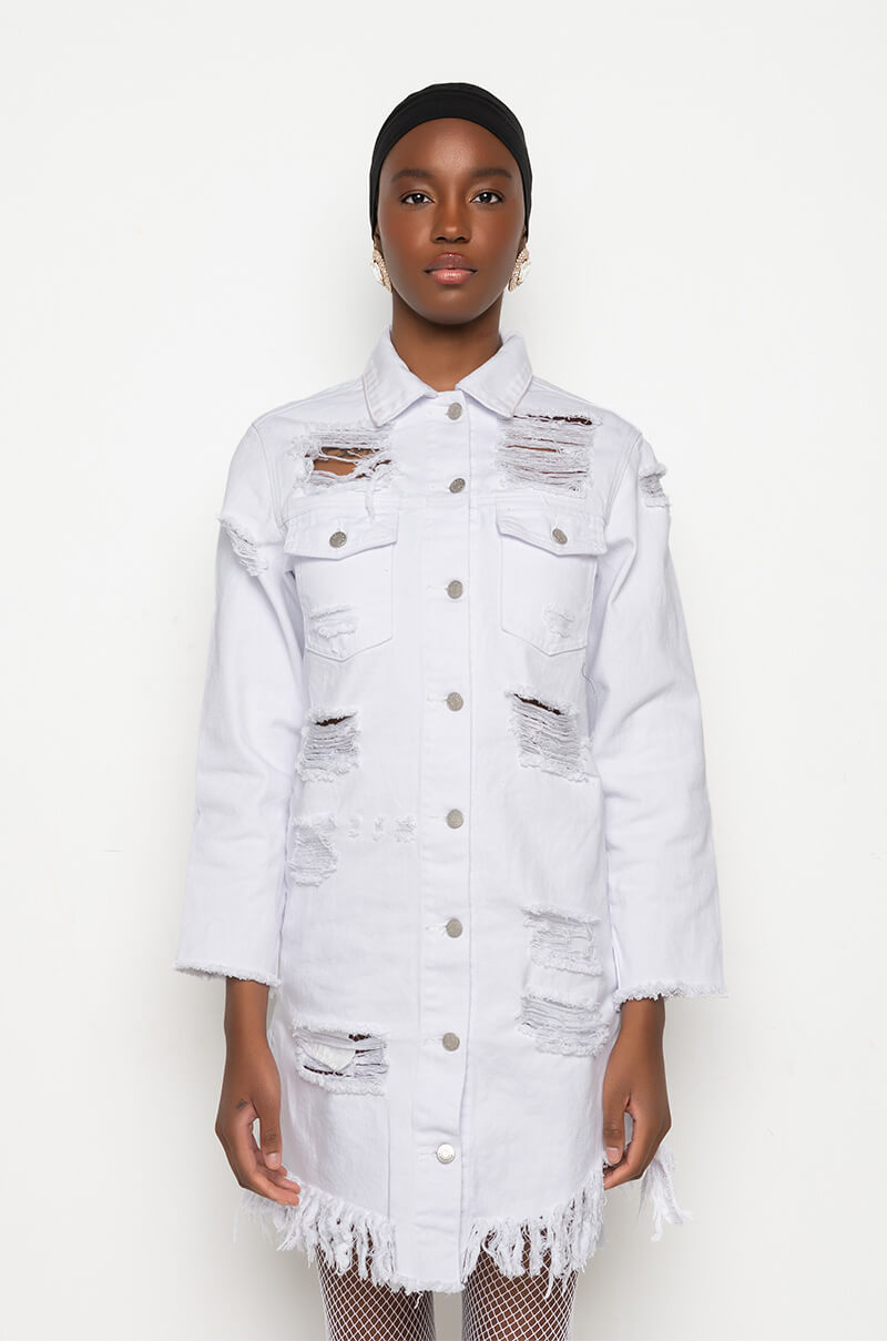 GOOD TO BE BAD DISTRESSED DENIM JACKET