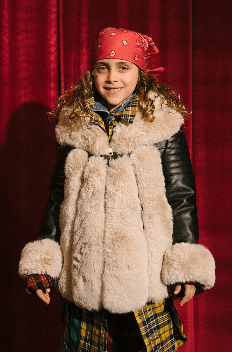 GOT IT FROM MY MAMA FAUX FUR PANEL COAT