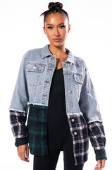 HAILEY DENIM PLAID OVERSIZED JACKET