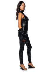 JESSICA PRINTED PU JUMPSUIT