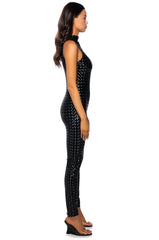 JESSICA PRINTED PU JUMPSUIT