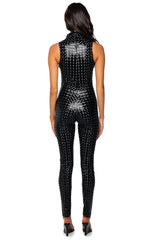 JESSICA PRINTED PU JUMPSUIT