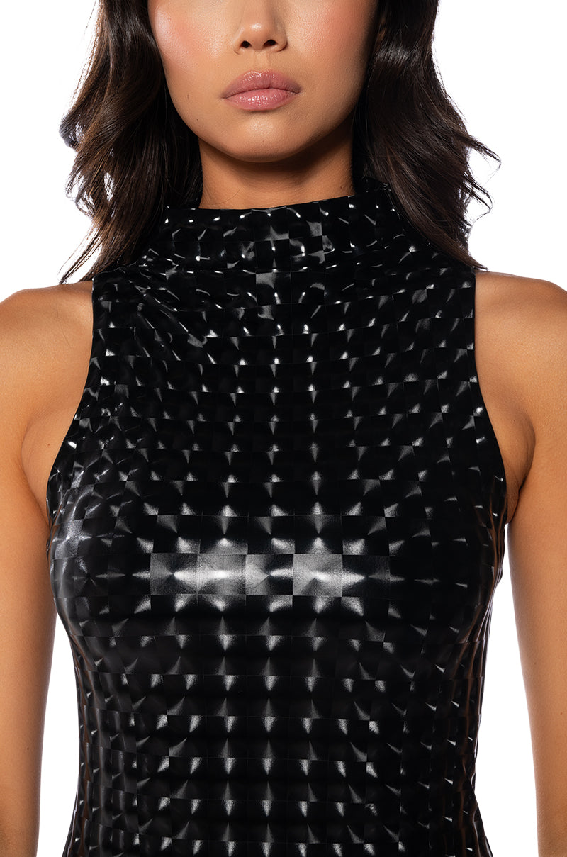 JESSICA PRINTED PU JUMPSUIT
