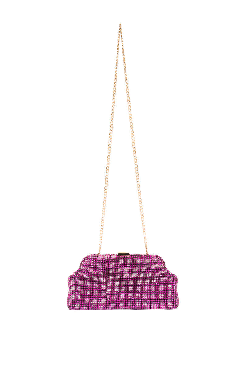 HUNTRESS EMBELLISHED CLUTH IN FUCHSIA