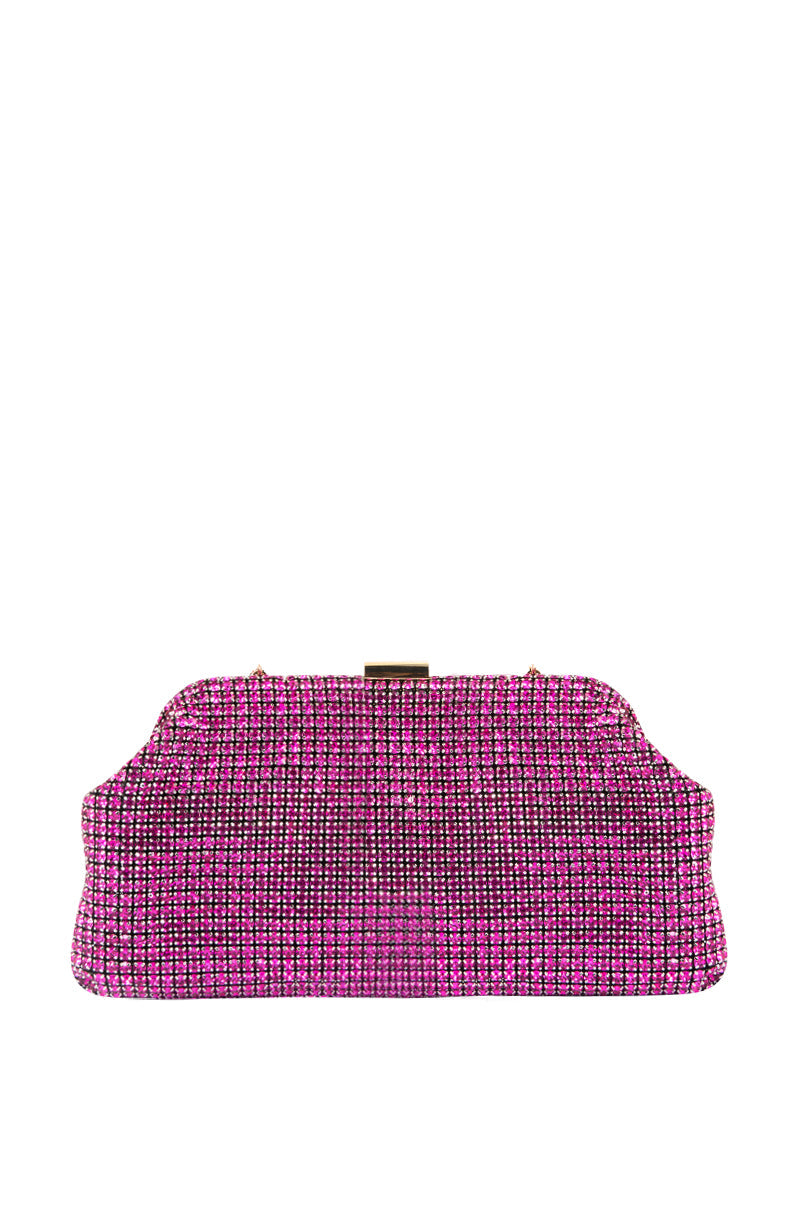 HUNTRESS EMBELLISHED CLUTH IN FUCHSIA