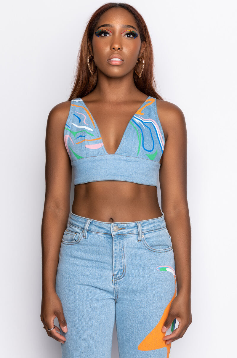 I AM ME SHAR DENIM BRALETTE