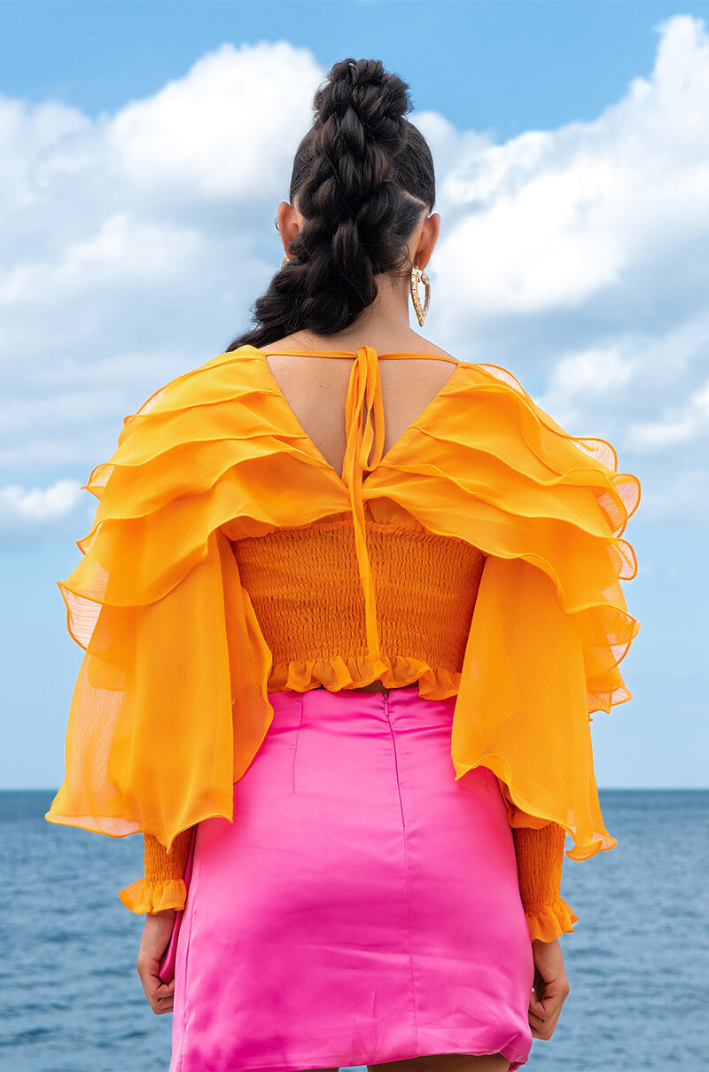 I'M SO FANCY RUFFLED LONG SLEEVE BLOUSE