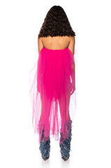 KADEN STRAPLESS HIGH LOW TULLE TOP IN PINK