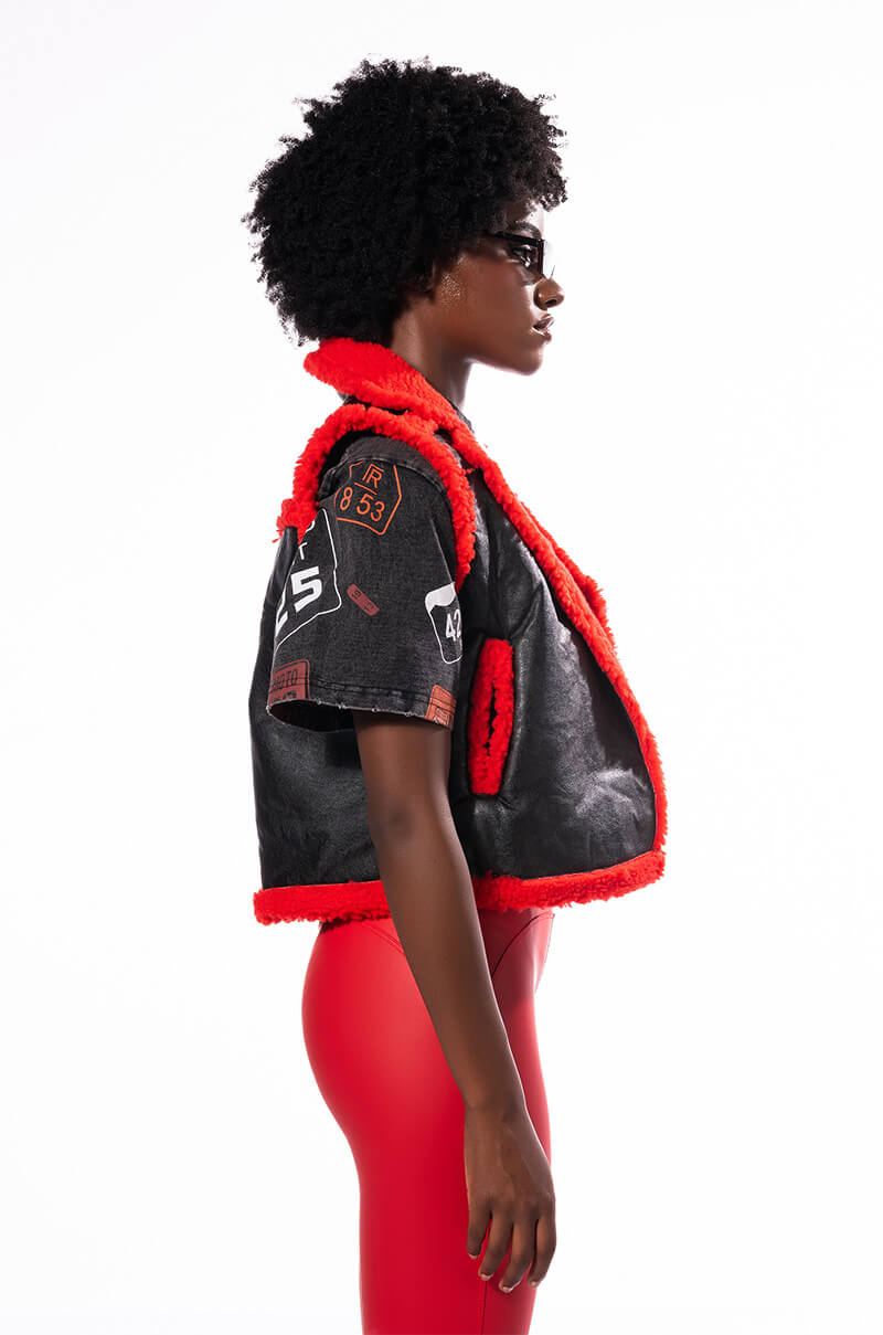 TEDDY LINED PU VEST