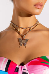 LADY BUTTERFLY TWO CHAIN NECKLACE
