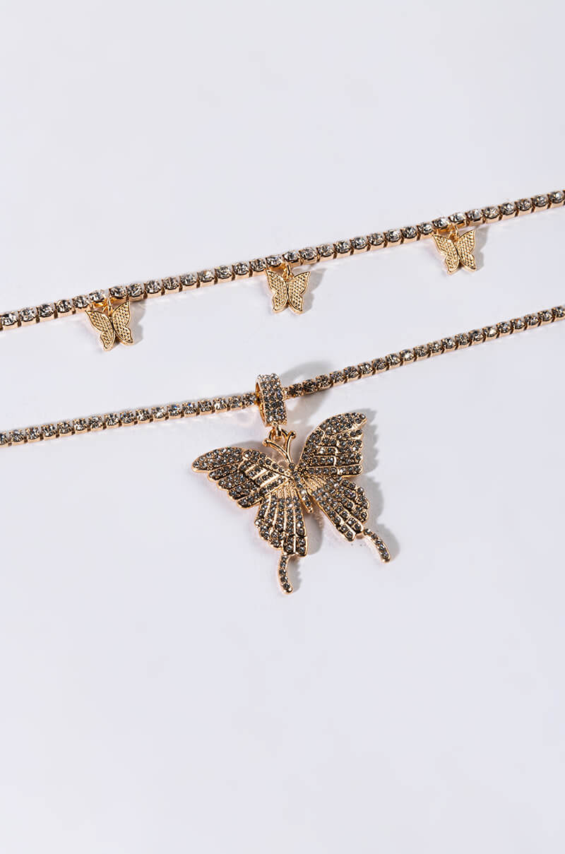 LADY BUTTERFLY TWO CHAIN NECKLACE