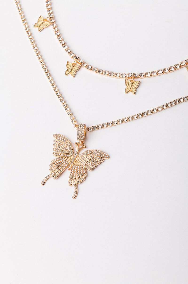 LADY BUTTERFLY TWO CHAIN NECKLACE
