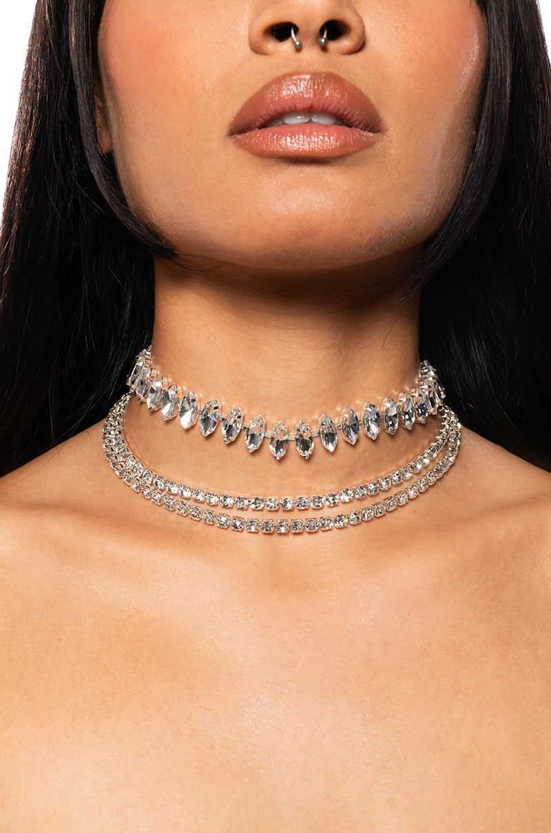 LAYERED CHOKER NECKLACE IN SILVER