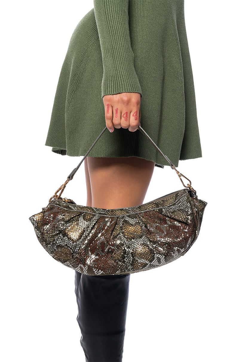 LILLET MULTI SNAKE SKIN RUCHED BAG