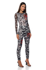LIPS ARE SEALED RUCHED MESH LEGGING